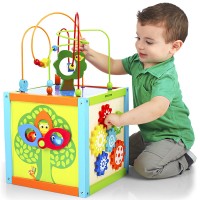 Cub multi activitati - multifunctional 5 in 1, din lemn, Multi-Activity Cube Imaginarium